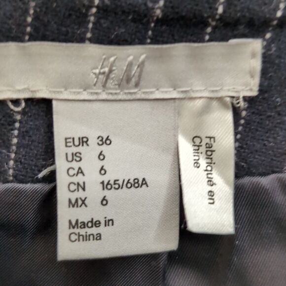 Navy wool Pinstripe pencil skirt size 6 - Picture 7 of 8